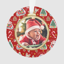 Ornamento rojo de primera Navidad de bebé adorable