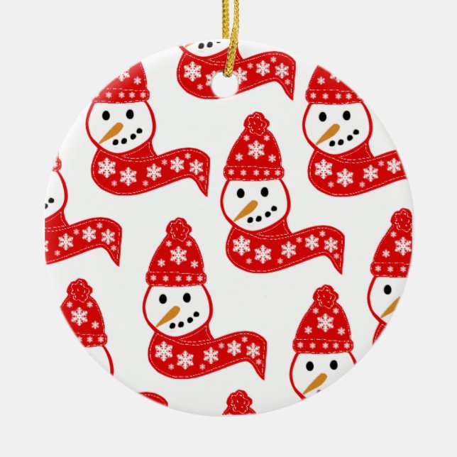 Ornamento rojo de Snowman (Frente)