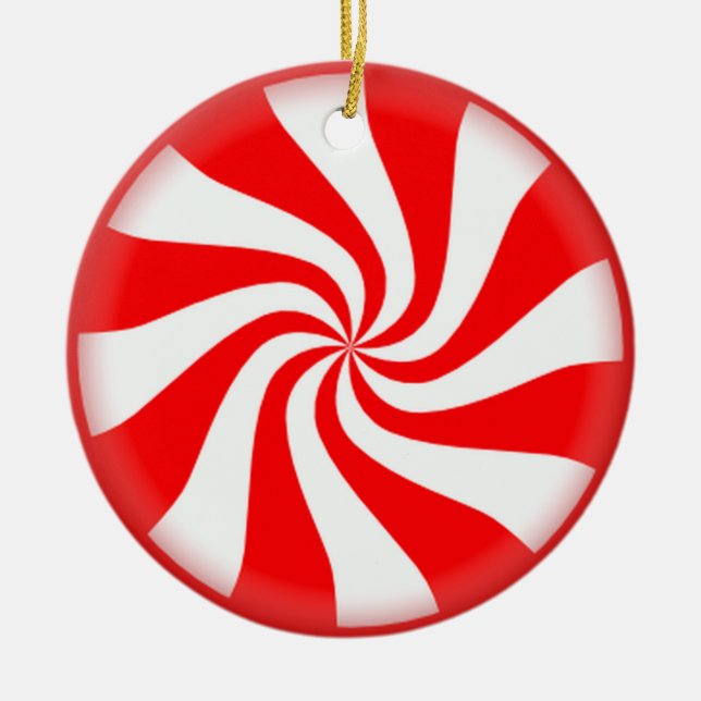 Ornamento rojo del caramelo de hierbabuena (Frente)