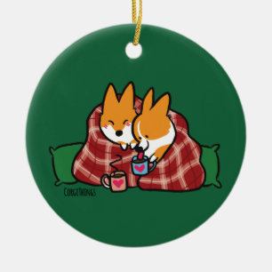 Ornamento rojo del Corgi del Snuggle del Pembroke