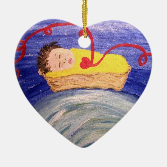 Ornamento rojo del hilo de la adopción (Frente)