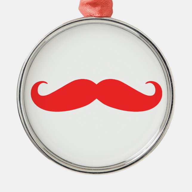 Ornamento rojo del navidad del bigote (Frente)