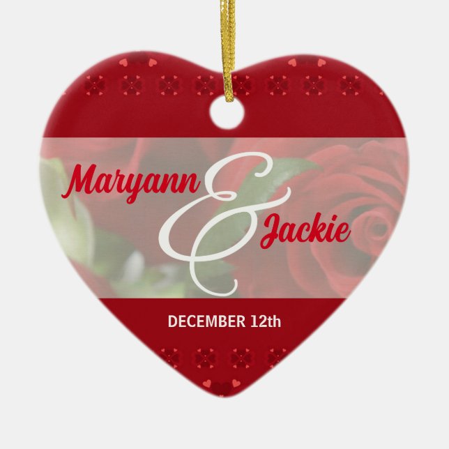 Ornamento rojo en su primer aniversario (Frente)