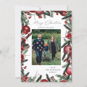 Ornamento rojo Merry Christmas Photo 2