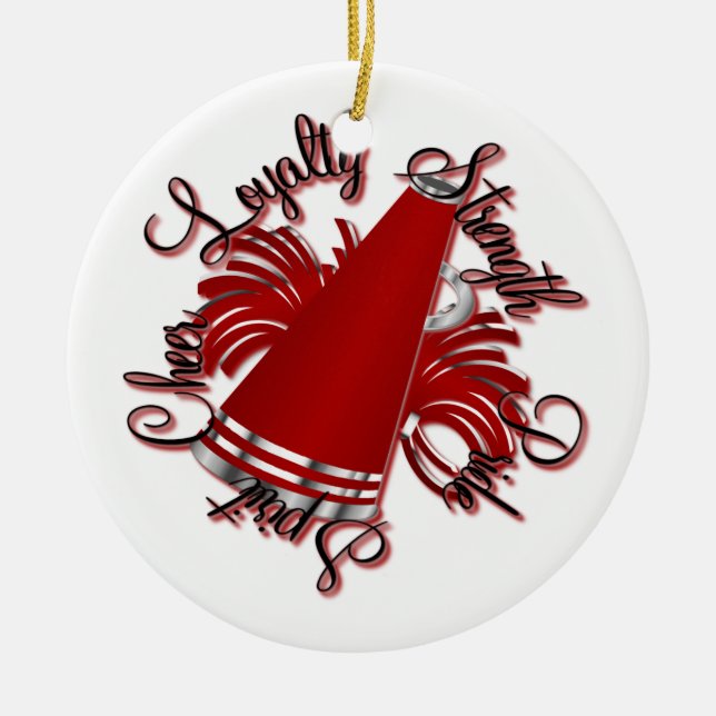 Ornamento rojo y de plata de la alegría de las (Frente)