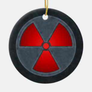 Ornamento rojo y gris del símbolo de la radiación