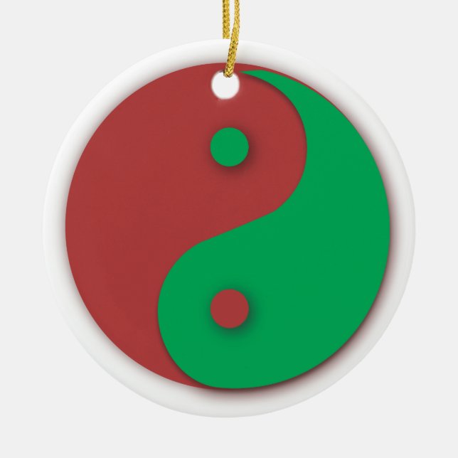 Ornamento rojo y verde de Yin y de Yang (Frente)