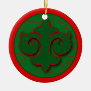 Ornamento rojo y verde del día de fiesta de la
