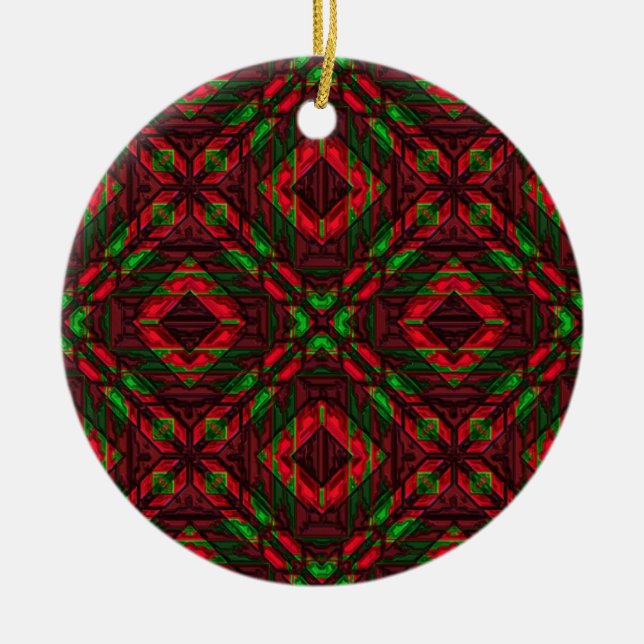 Ornamento rojo y verde vintage (Frente)