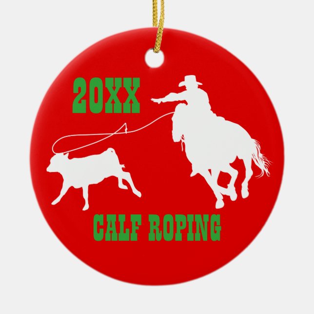 Ornamento Roping del navidad del becerro del (Frente)
