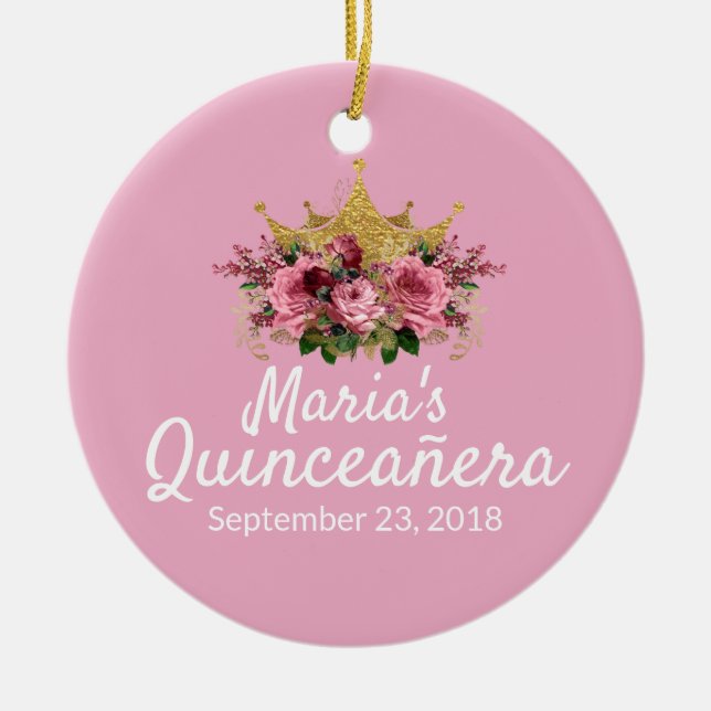 Ornamento rosa Quinceañera Keepsake (Frente)