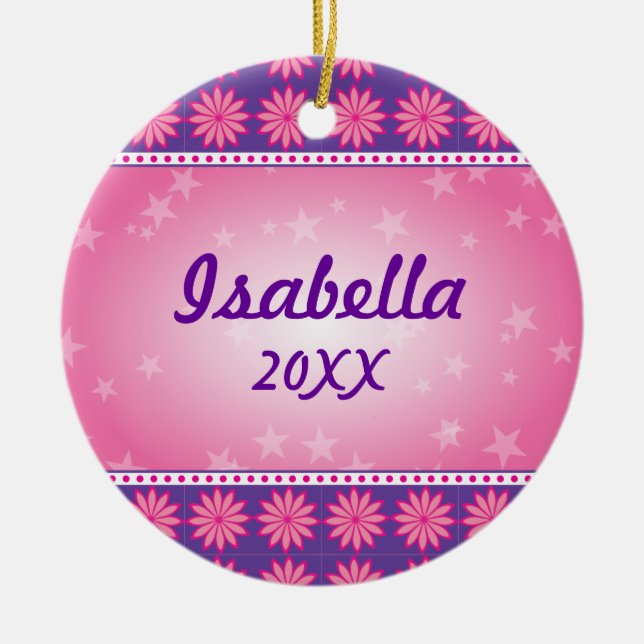 Ornamento rosado de la foto del chica de la (Frente)