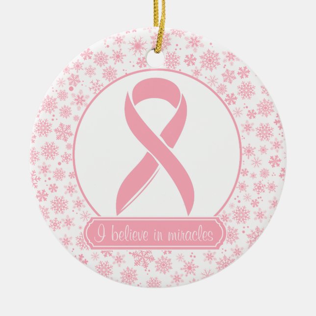 Ornamento rosado del cáncer de pecho del copo de (Frente)