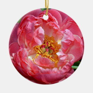 Ornamento rosado del navidad de la flor del peony