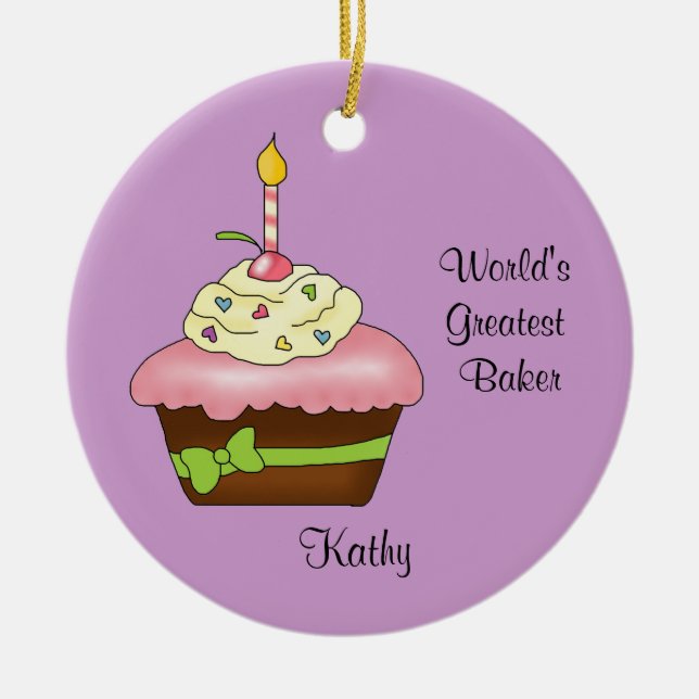 Ornamento rosado del navidad de la magdalena (Frente)