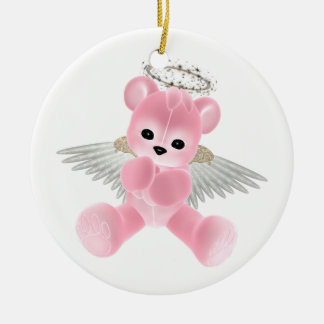 Ornamento rosado del oso del ángel de guarda del