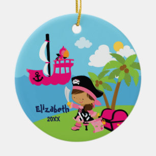 Ornamento rosado lindo del navidad del pirata del