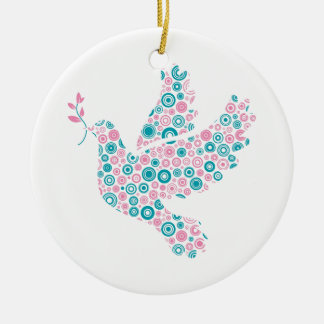 Ornamento rosado y verde azulado de DOVE/RIBBON