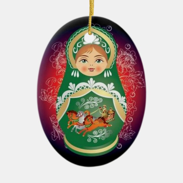 Ornamento ruso del navidad de la muñeca - "Olga " (Frente)