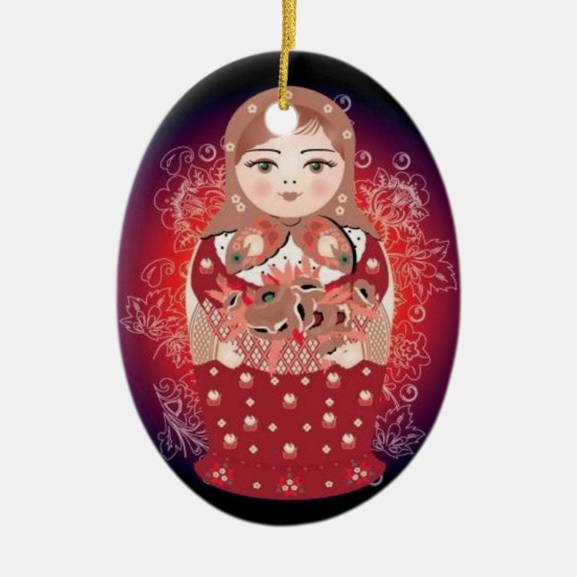 Ornamento ruso "Ludmila " del navidad de la muñeca (Frente)