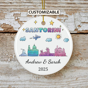 Ornamento Santorini de Skyline personalizado, Grec