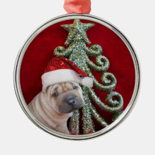 Ornamento shar del perrito del pei del navidad