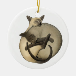 Ornamento siamés de los gatos del amor