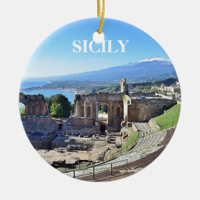 Ornamento Sicilia Panorámico de Navidad (Frente)