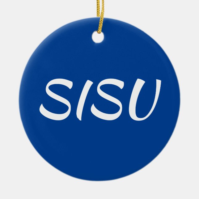 Ornamento SISU (redondo; azul; ornamento finlandés (Frente)