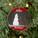 Ornamento sonriente de Snowman<br><div class="desc">El adorno animado de snowman hace de una gran foto de campo adorno para un viejo árbol de Navidad!</div>