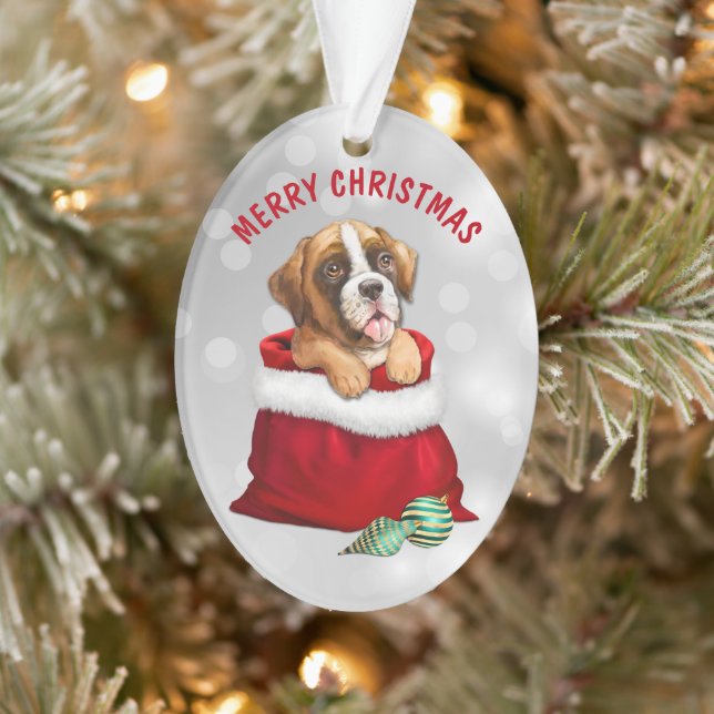 Ornamento sorpresa de regalo de perro de Boxer (Árbol)
