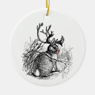 Ornamento sospechado rojo de Jackalope