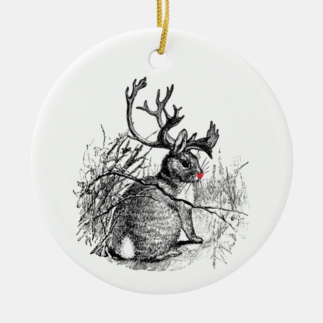 Ornamento sospechado rojo de Jackalope (Frente)