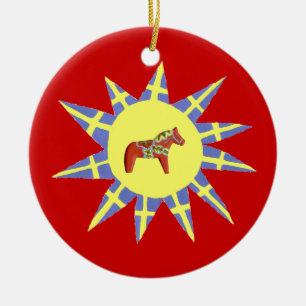 Ornamento sueco de caballos Sunburst Dala