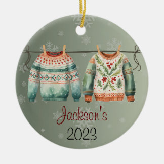 Ornamento suéter para Navidades feos y personaliza