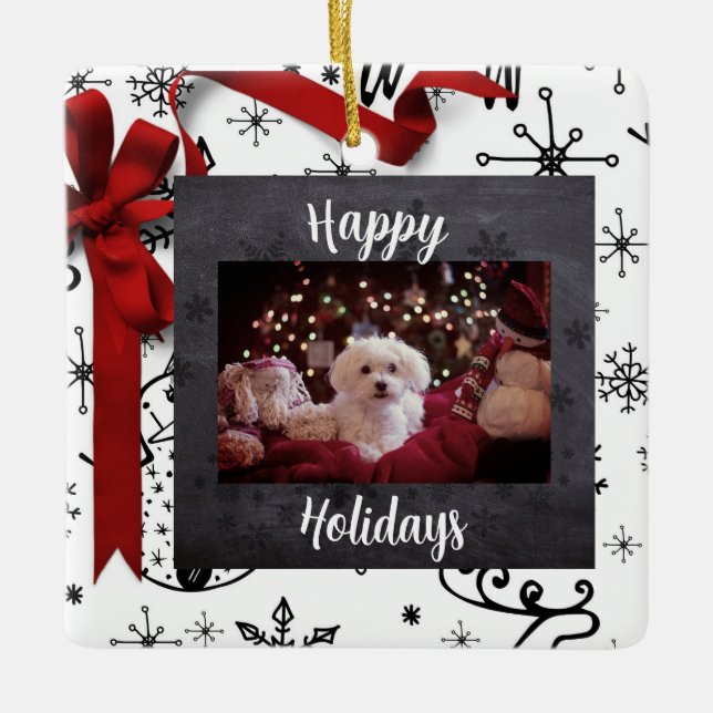 Ornamento temático de Mascota de Felices Fiestas P (Anverso)