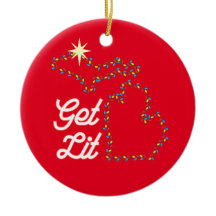 Ornamento temático de Michigan con divertido GET L