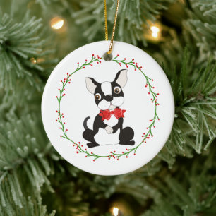 Ornamento Terrier de Boston para Navidades