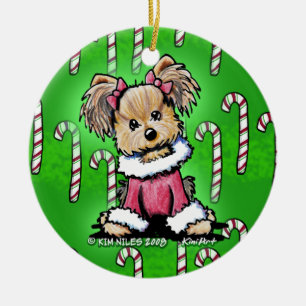 Ornamento territorial de Candy Cane Yorkie