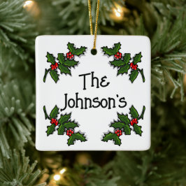 Ornamento - Texto enmarcado en ramas Holly