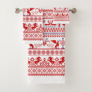 Ornamento tradicional ruso rojo