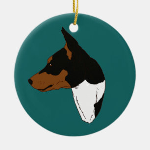 Ornamento tricolor de Basenji de la turquesa