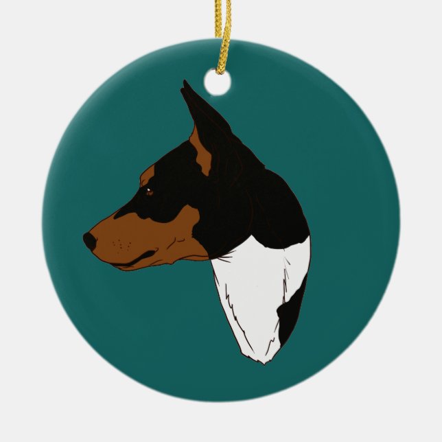 Ornamento tricolor de Basenji de la turquesa (Frente)