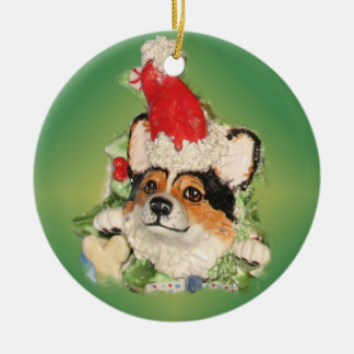 Ornamento tricolor del Corgi de Santa