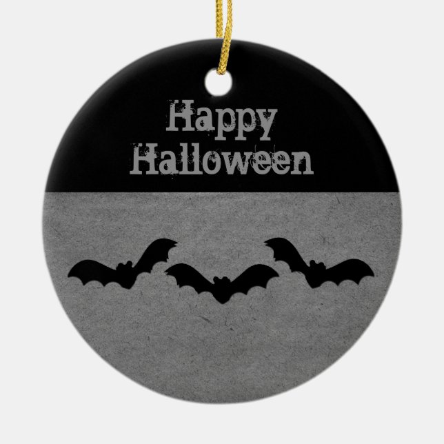 Ornamento Trio de Bats Halloween, Gris (Frente)