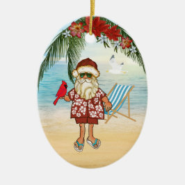 Ornamento tropical de Navidad de Santa Claus