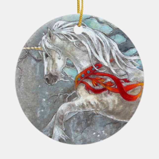 Ornamento - unicornio del día de fiesta (Frente)