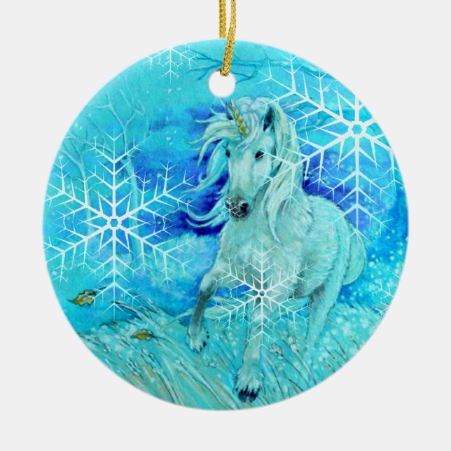 Ornamento - unicornio del invierno del día de (Frente)