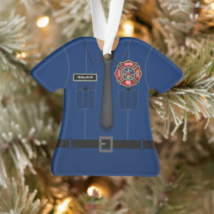Ornamento uniforme de bombero personalizado divert