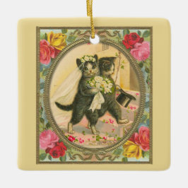 Ornamento variante amarillo Cat Bride y Groom